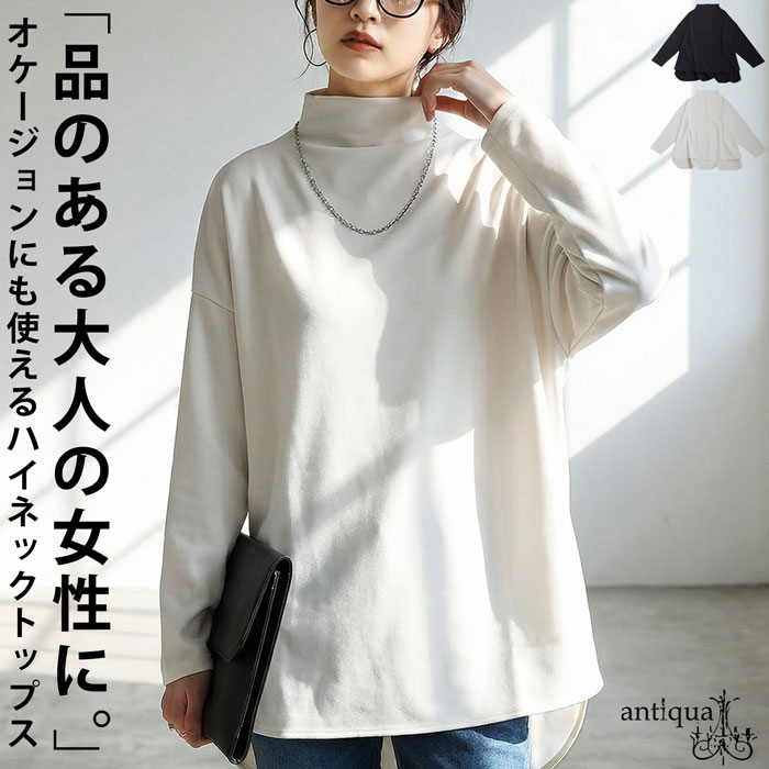 ハイネック トップス レディース 長袖 プルオーバー 送料無料・(100