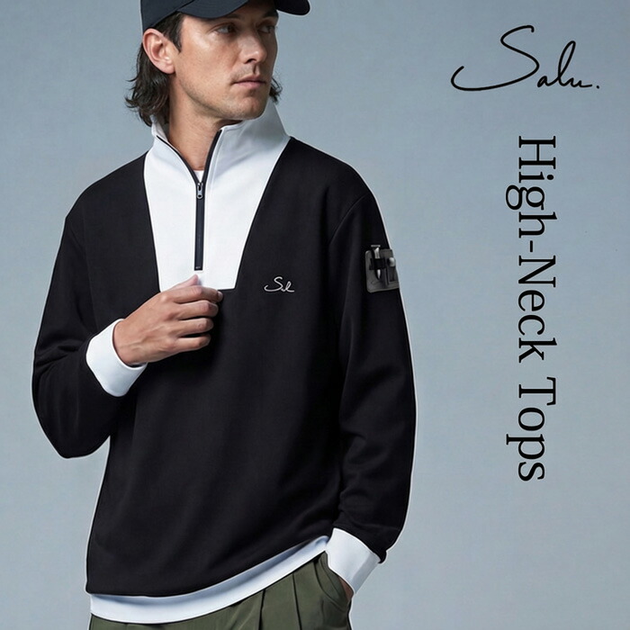 【新品タグ付】HORN GARMENT ハイネックハーフジップシャツ ロゴ刺繍 ハーフジップ ハイネック トップス メンズ 長袖 送料無料・メール便